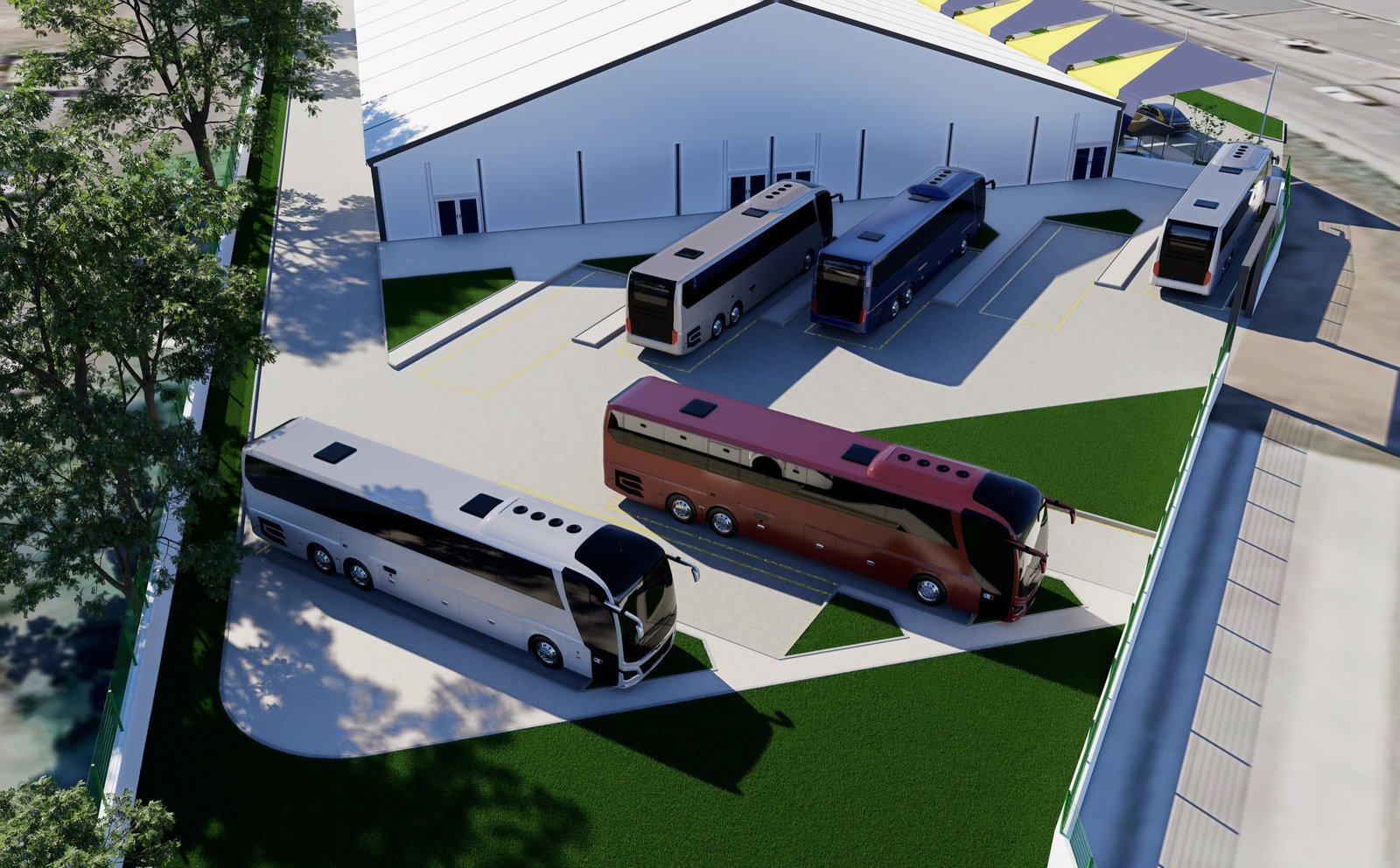Pátio de manobra e embarque de ônibus do terminal